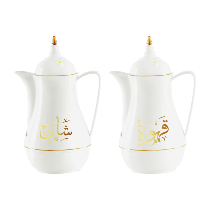 2 Pieces White Pearl Laila Flask - Hot/Cold Beverage Flask 1L - Souk Al RasVacuum Flasks and Thermos