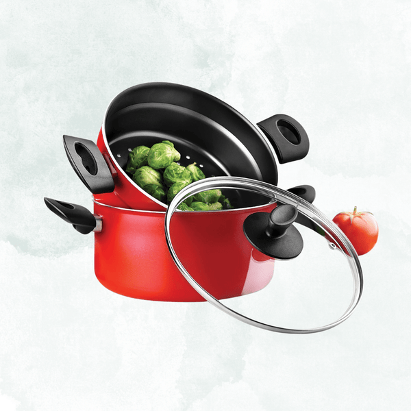 22CM 2 - Tier Non - Stick Aluminium Steam Pot | Multi - Purpose Cookware - Souk Al RasPots & Pans