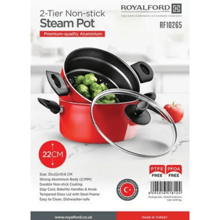 22CM 2 - Tier Non - Stick Aluminium Steam Pot | Multi - Purpose Cookware - Souk Al RasPots & Pans