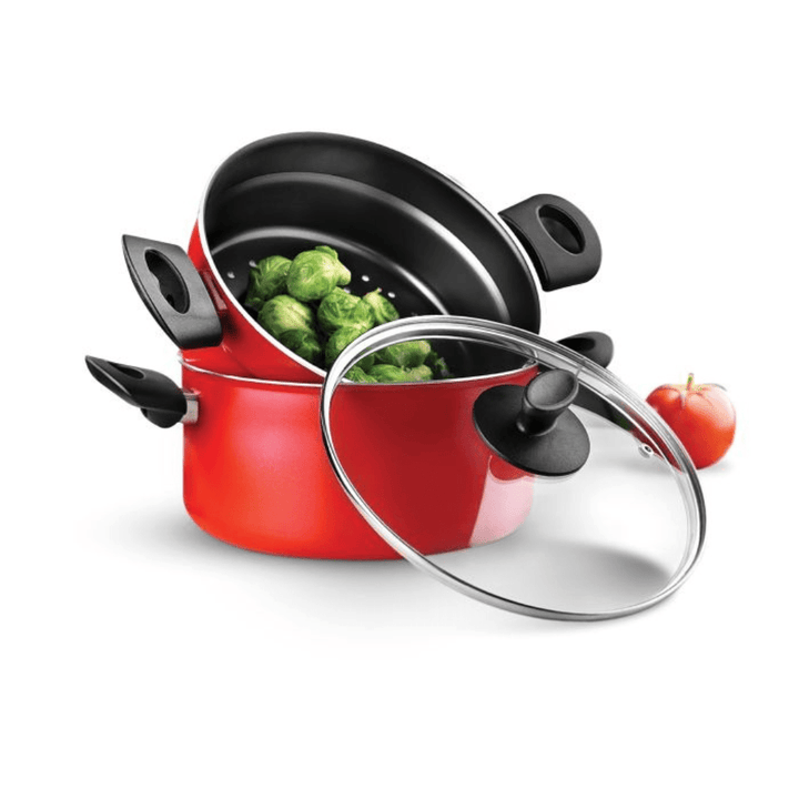 22CM 2 - Tier Non - Stick Aluminium Steam Pot | Multi - Purpose Cookware - Souk Al RasPots & Pans