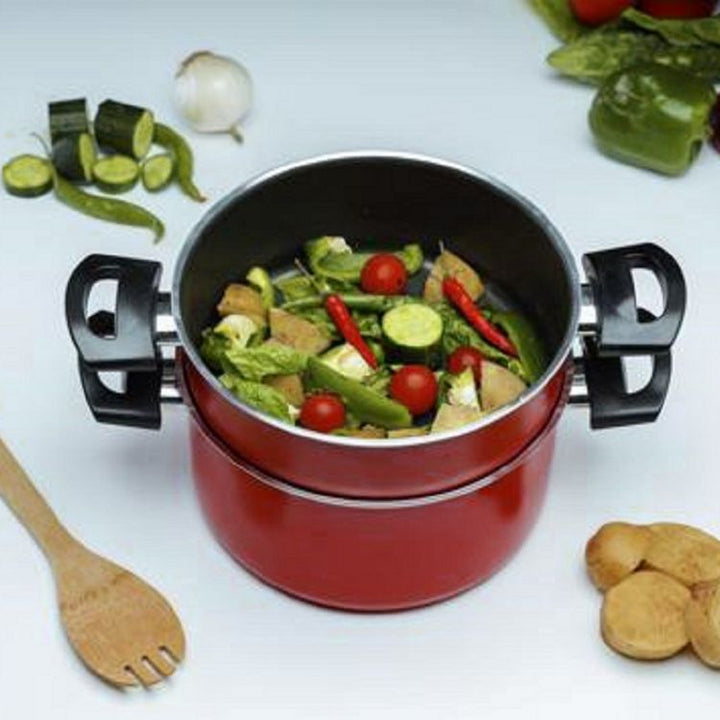 22CM 2 - Tier Non - Stick Aluminium Steam Pot | Multi - Purpose Cookware - Souk Al RasPots & Pans