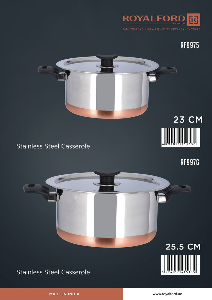 25.5CM Stainless Steel Casserole with Lid - Souk Al RasCookware