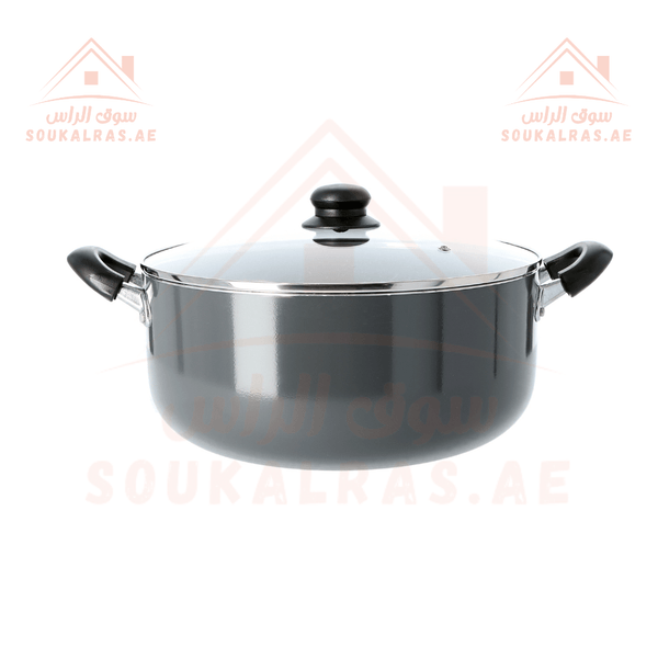 26cm Non - Stick Casserole Stock Pot with Glass Lid | Induction Safe Aluminium Cookware - Souk Al RasPots & Pans