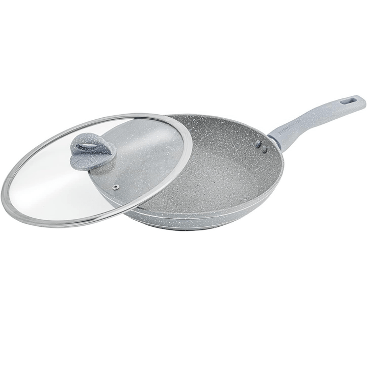 28CM Granite Coated Smart Frypan with Lid - Grey - Souk Al RasPots & Pans