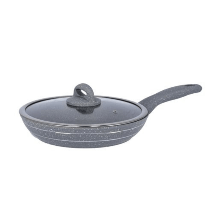 28CM Granite Coated Smart Frypan with Lid - Grey - Souk Al RasPots & Pans