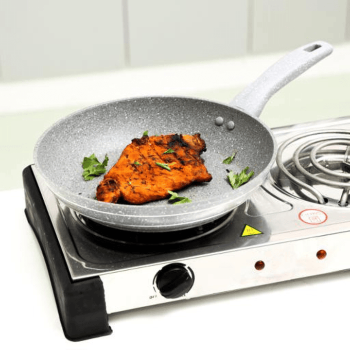 28CM Granite Coated Smart Frypan with Lid - Grey - Souk Al RasPots & Pans