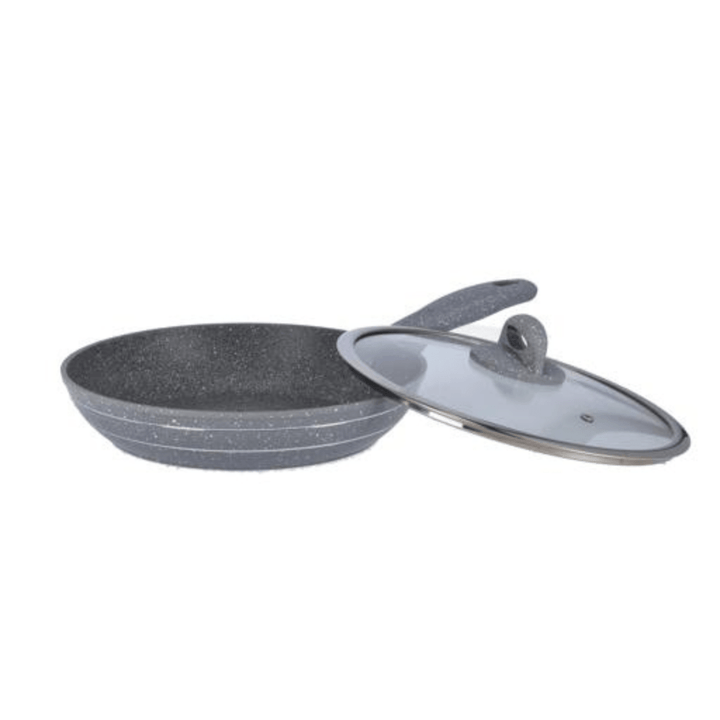 28CM Granite Coated Smart Frypan with Lid - Grey - Souk Al RasPots & Pans