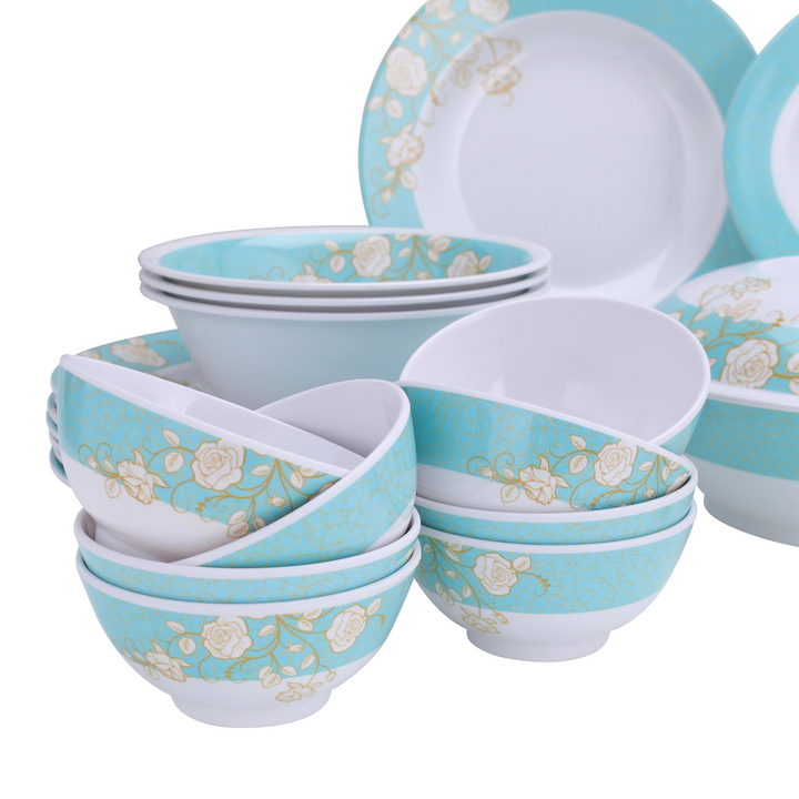 Elegant 40-Piece Melamine Dinner Set - Service for 6 | Chip Resistant, Dishwasher-Safe