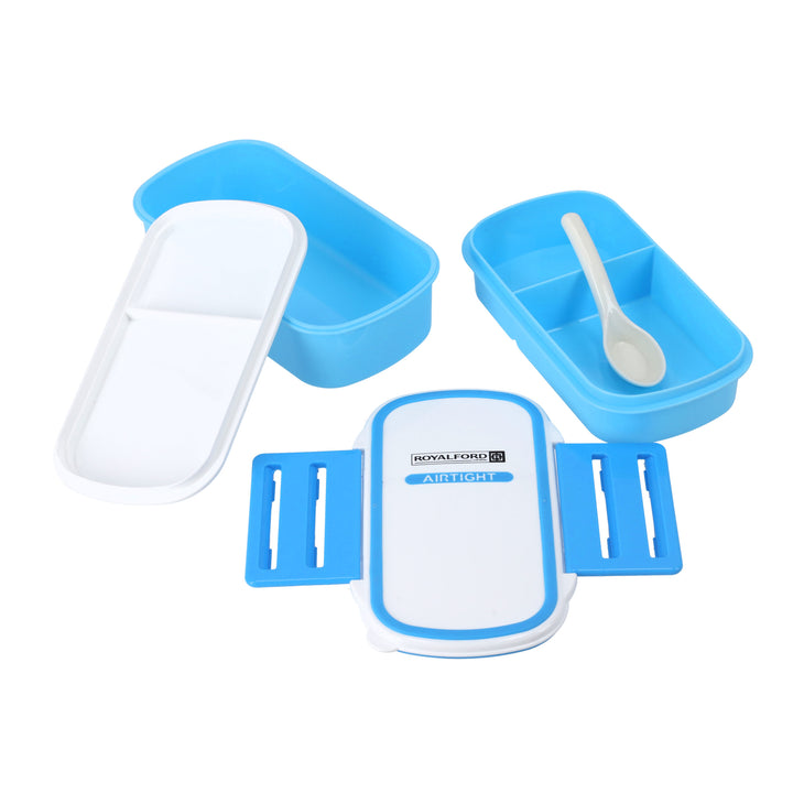 2 Layer Air Tight Lunch Box Blue - High-Quality Plastic Lunch Box