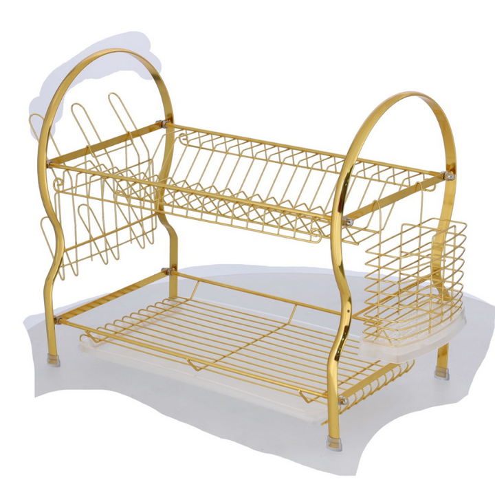 2Layer Goldy Dish Rack - Convenient Moving - Durable Gold Finish