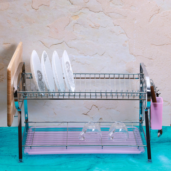 2Layer Wall Hanging Dish Rack With Plastic Drip Tray - Multi-Purpose Detachable Draining