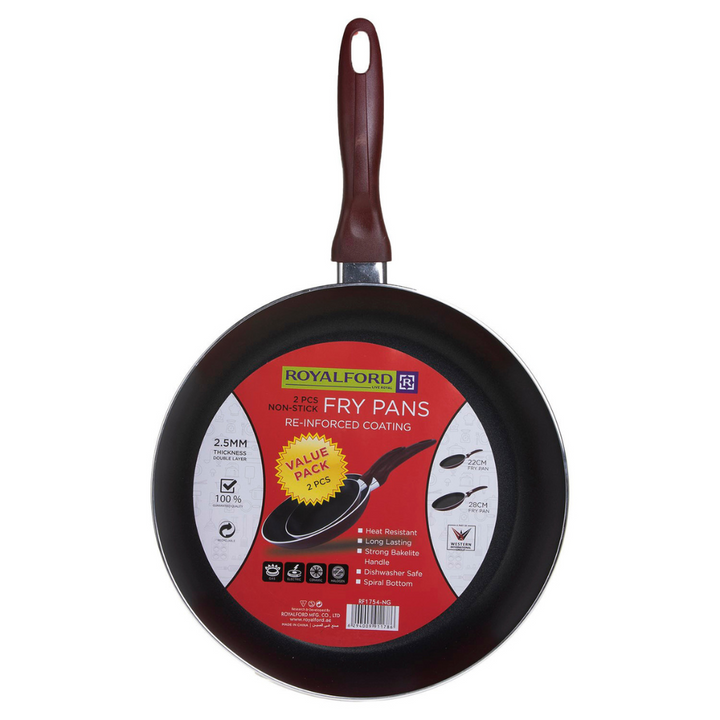 2Pcs Aluminium Fry Pan 28 & 22Cm - Non-Stick Fry Pan