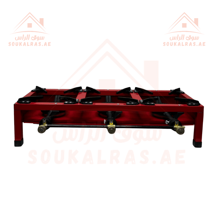 3 - Burner Gas Stove, Red - Souk Al RasCamping Tools