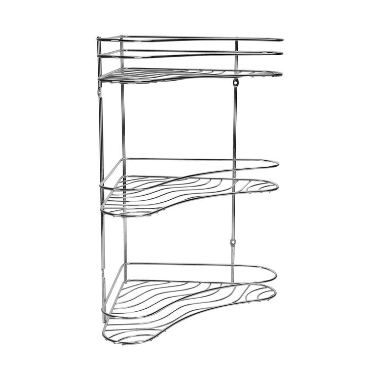 3 Layer Corner Rack - Silver Metal Rack - Souk Al RasHousehold