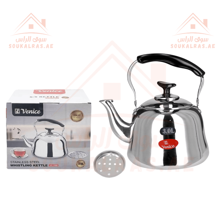 3 Liter Stainless Steel Whistling Kettle |Sleek and stylish design - Souk Al RasCookware