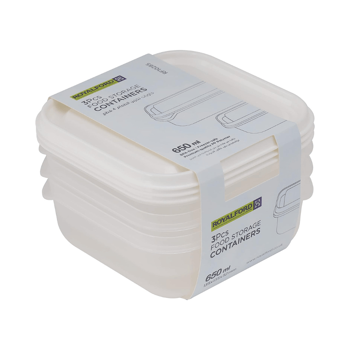 3 Pcs Food Storage Container - Polymer Container for Kitchen Pantry Organization and Storage - BPA - Free and Freezer Safe 650ml - Souk Al RasFood Storage Containers