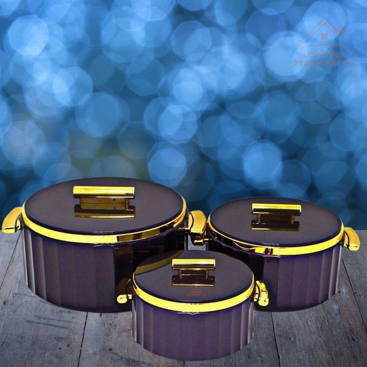 3 - Piece Premium Hot Pot Set | Insulated Food Warmer | Elegant Gold Handle Design - Souk Al Ras
