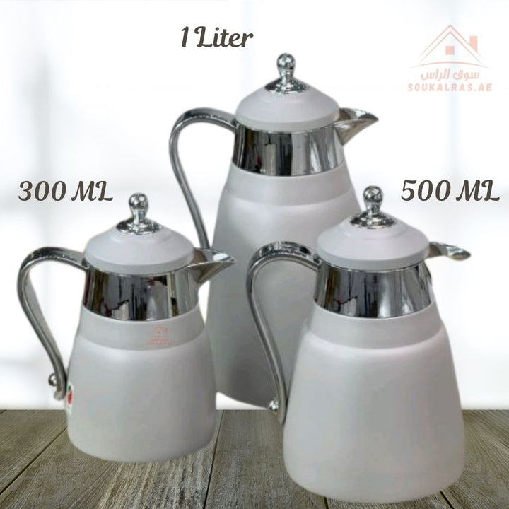 3 - Piece Premium Vacuum Flask Set | 300ml, 500ml & 1.0L | Elegant Gold and Silver Accent Design | Multiple Colors | Keeps Drinks Hot & Cold - Souk Al Ras