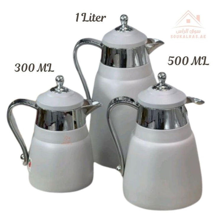3 - Piece Premium Vacuum Flask Set | 300ml, 500ml & 1.0L | Elegant Gold and Silver Accent Design | Multiple Colors | Keeps Drinks Hot & Cold - Souk Al Ras
