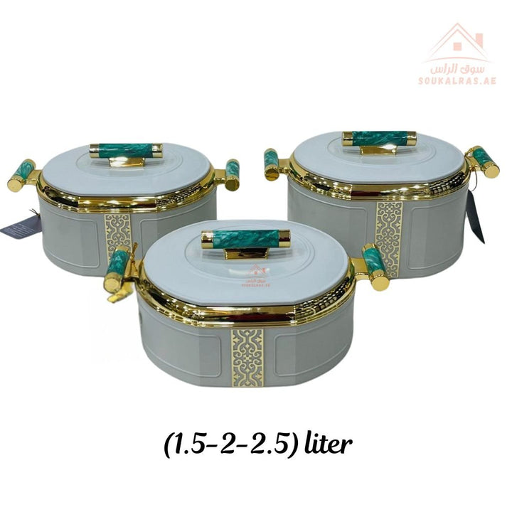 3 - Piece Thermal Hotpot Set (1.5L - 2L - 2.5L) | Elegant Plain Color Design with Marble Handles | UAE Kitchenware - Souk Al Ras