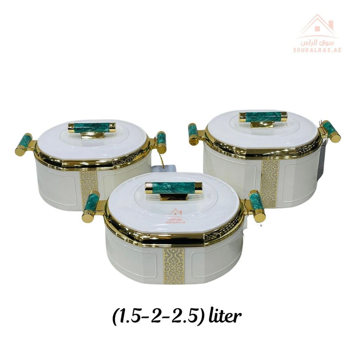 3 - Piece Thermal Hotpot Set (1.5L - 2L - 2.5L) | Elegant Plain Color Design with Marble Handles | UAE Kitchenware - Souk Al Ras