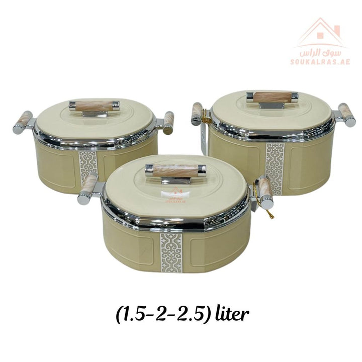 3 - Piece Thermal Hotpot Set (1.5L - 2L - 2.5L) | Elegant Plain Color Design with Marble Handles | UAE Kitchenware - Souk Al Ras