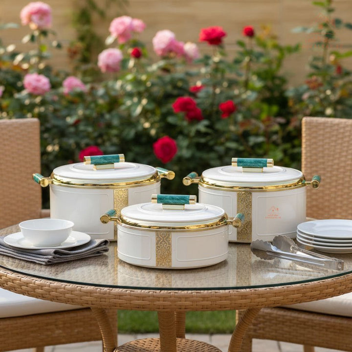 3 - Piece Thermal Hotpot Set (1.5L - 2L - 2.5L) | Elegant Plain Color Design with Marble Handles | UAE Kitchenware - Souk Al Ras