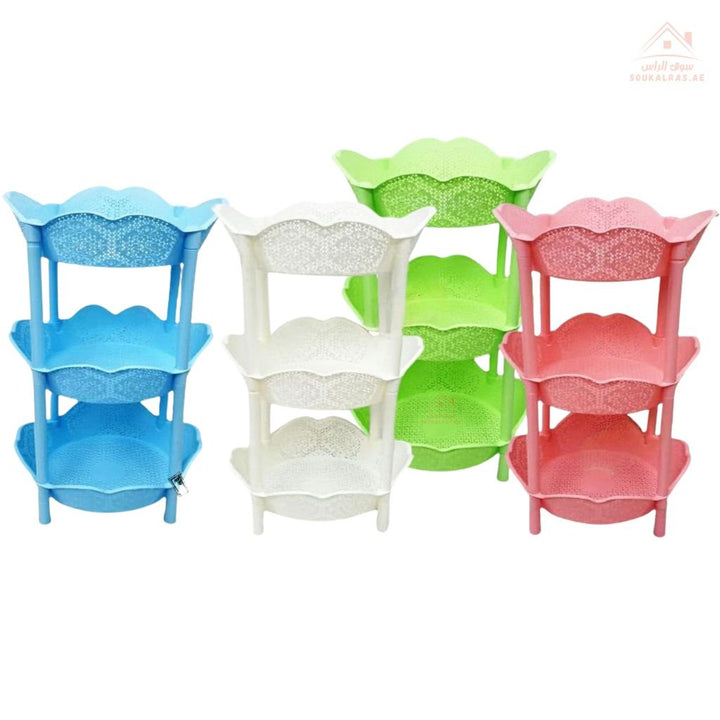 3 - Tier Multi - Purpose Plastic Corner Shelf | 36W x 70H cm | Ideal for Kitchen, Bathroom & Storage - Souk Al Ras