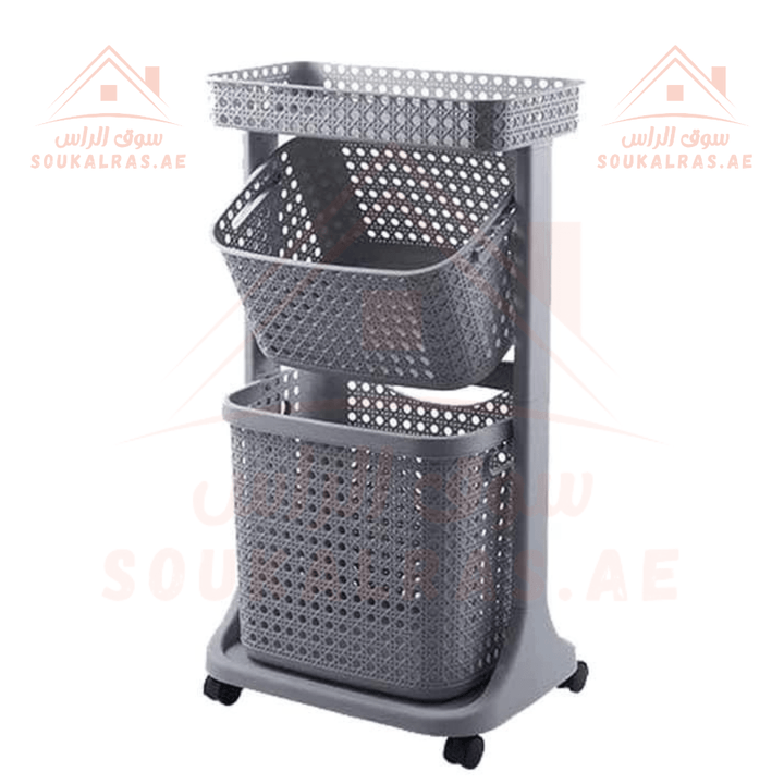 3 - Tier Storage Trolley | Multi - Functional Organizer Cart |Durable Plastic, Stylish Design |40x28x85 cm - Souk Al Ras