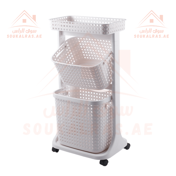 3 - Tier Storage Trolley | Multi - Functional Organizer Cart |Durable Plastic, Stylish Design |40x28x85 cm - Souk Al Ras