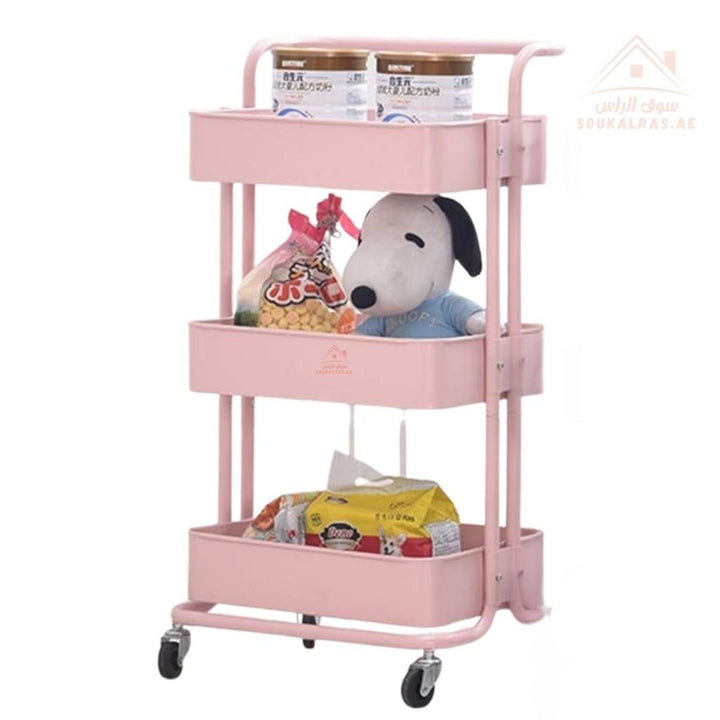 3 - Tier Storage Trolley with Wheels | Multipurpose Utility Cart | 30×43×87cm - Souk Al Ras