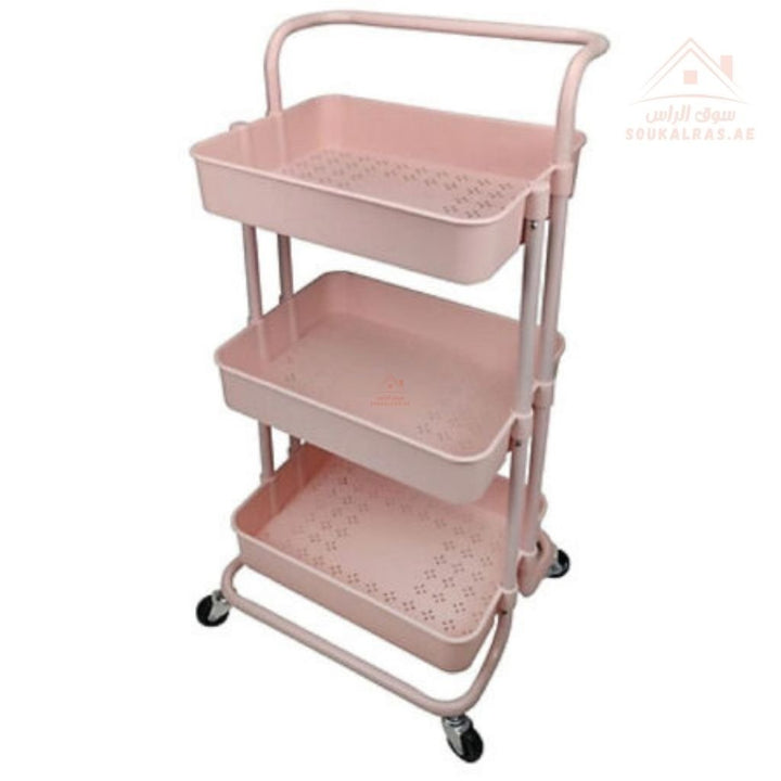 3 - Tier Storage Trolley with Wheels | Multipurpose Utility Cart | 30×43×87cm - Souk Al Ras