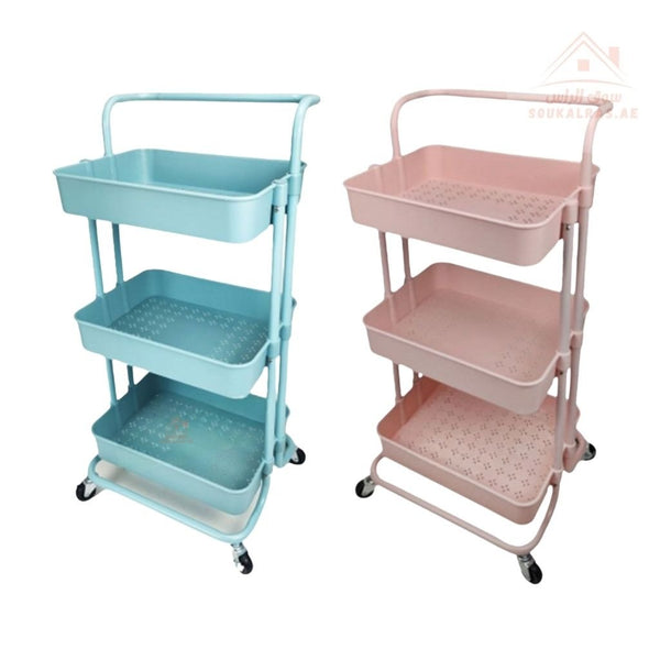 3 - Tier Storage Trolley with Wheels | Multipurpose Utility Cart | 30×43×87cm - Souk Al Ras