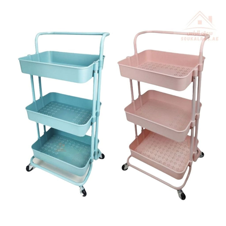 3 - Tier Storage Trolley with Wheels | Multipurpose Utility Cart | 30×43×87cm - Souk Al Ras