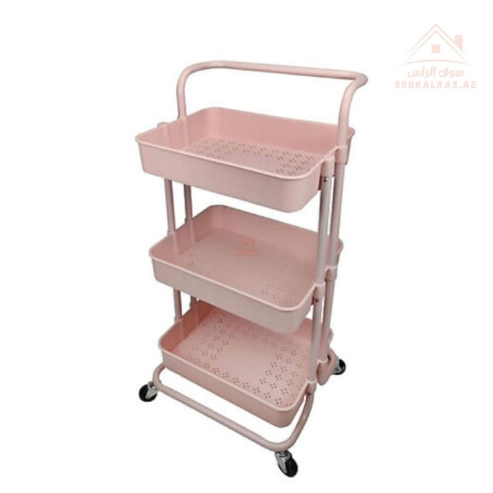 3 - Tier Storage Trolley with Wheels | Multipurpose Utility Cart | 30×43×87cm - Souk Al Ras