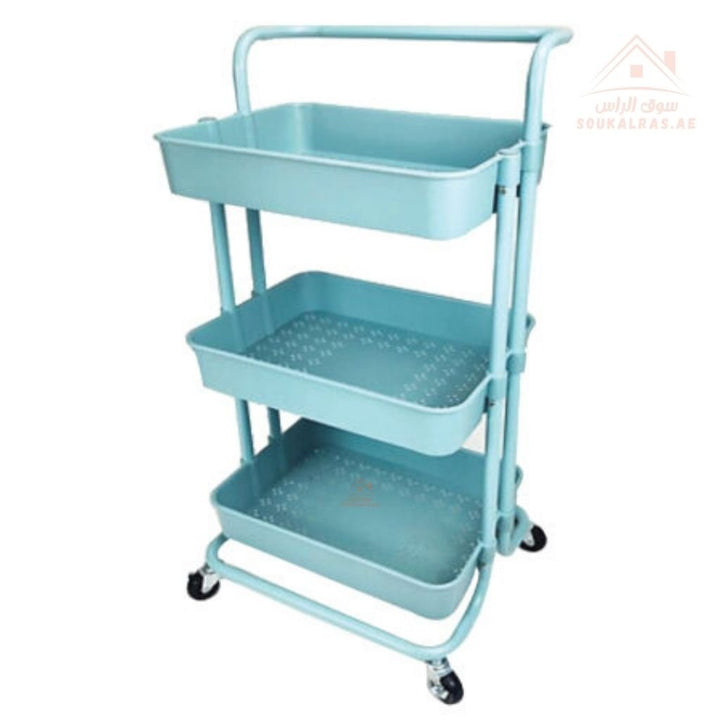 3 - Tier Storage Trolley with Wheels | Multipurpose Utility Cart | 30×43×87cm - Souk Al Ras