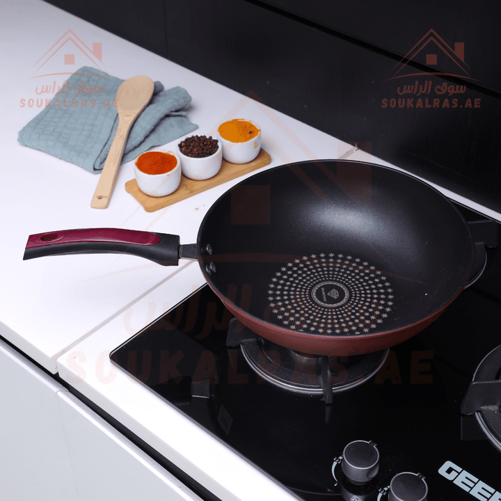 30cm Carbon Steel Wok Pan with Non - Stick Coating - Souk Al RasPots & Pans