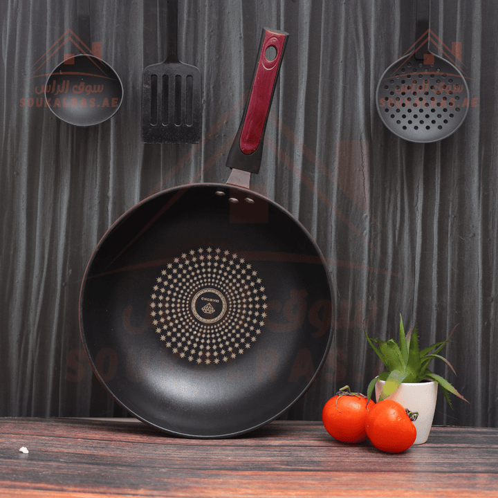 30cm Carbon Steel Wok Pan with Non - Stick Coating - Souk Al RasPots & Pans