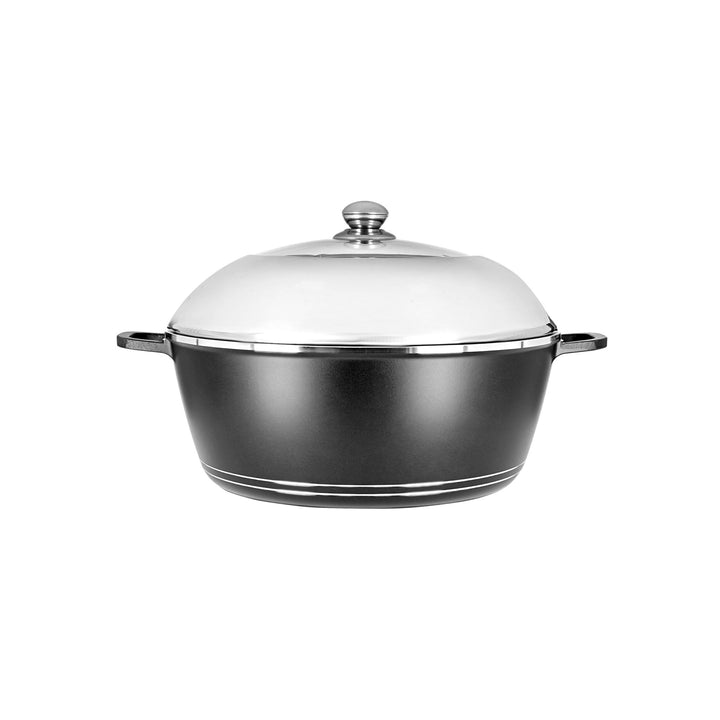 36CM Black & Stainless Steel Classic Die - Cast Aluminum Casserole - Souk Al RasPots & Pans