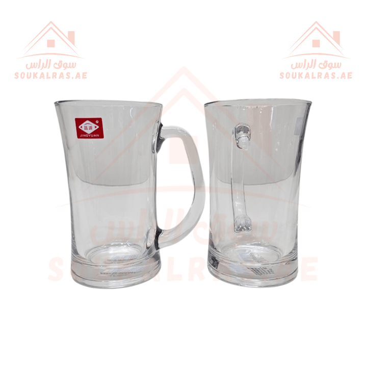 370ml Glass Mug Set of 2 | Durable & Stylish Drinking Mugs | Perfect for Hot & Cold Beverages - Souk Al RasGlasses and Tumblers