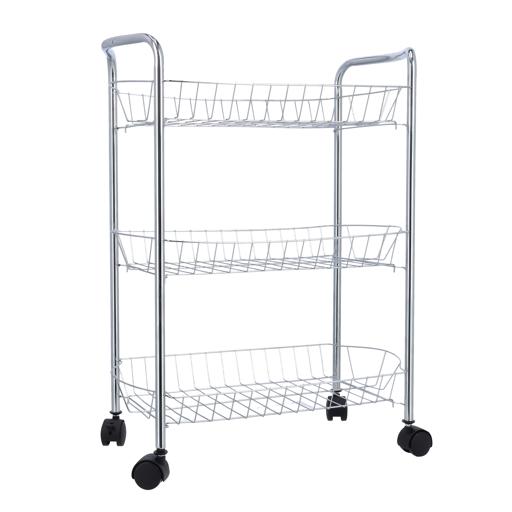 3Layer Storage Rack with Wheels - Chrome Finish - High-Efficiency Storage Stand