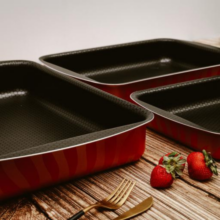 3Pcs Rectangular Baking Tray Set, Aluminium Pan