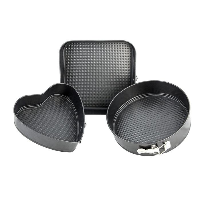 3 Pcs Springform Cake Tins With Loose Base - Non-Stick - Quick-Release - Quality Bakeware Tins 22.5, 22.5 & 4 cm