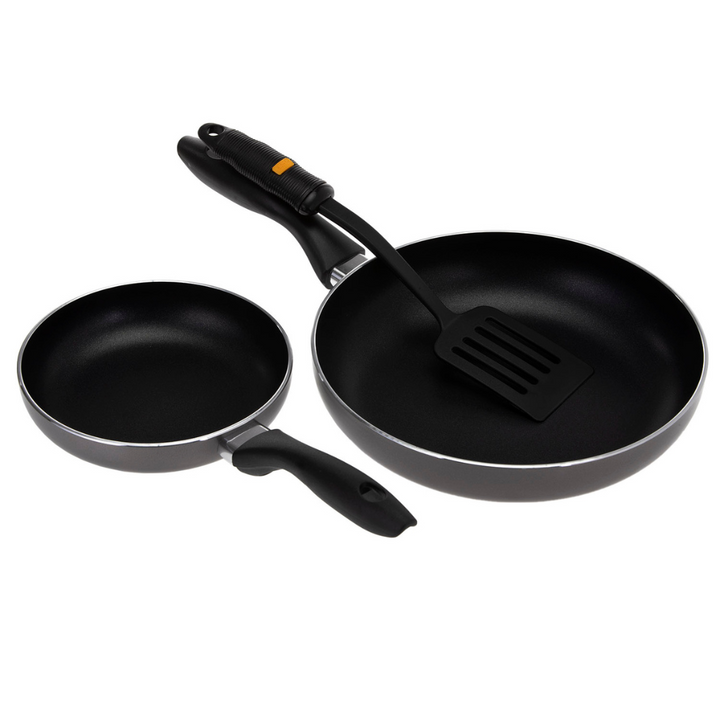 3Piece Aluminium Fry Pans with Nylon Turner 18 - 26cm