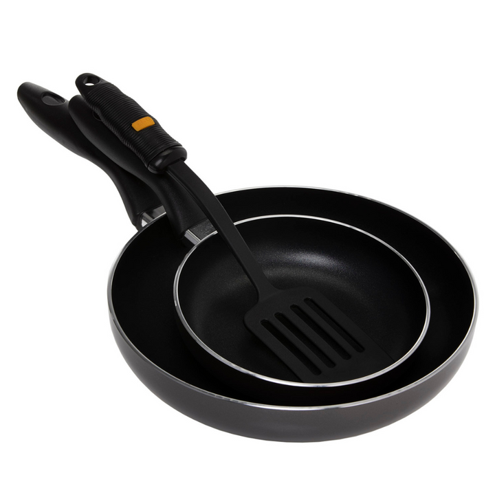 3Piece Aluminium Fry Pans with Nylon Turner 18 - 26cm