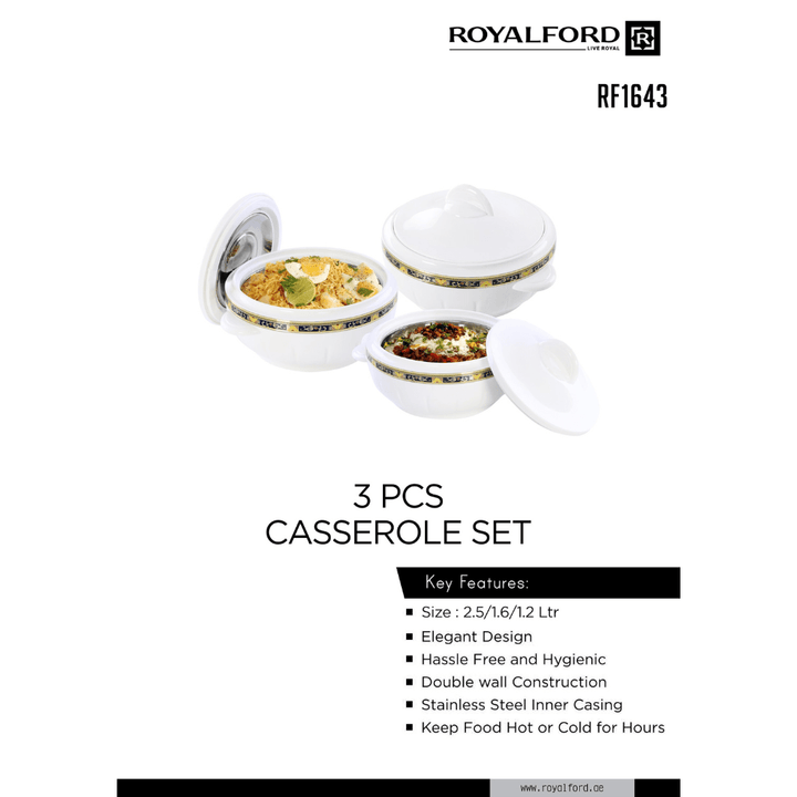 3Pc Hot Pot Insulated Food Warmer - Thermal Casserole Dish Set - Souk Al RasHot Pot & Casserole