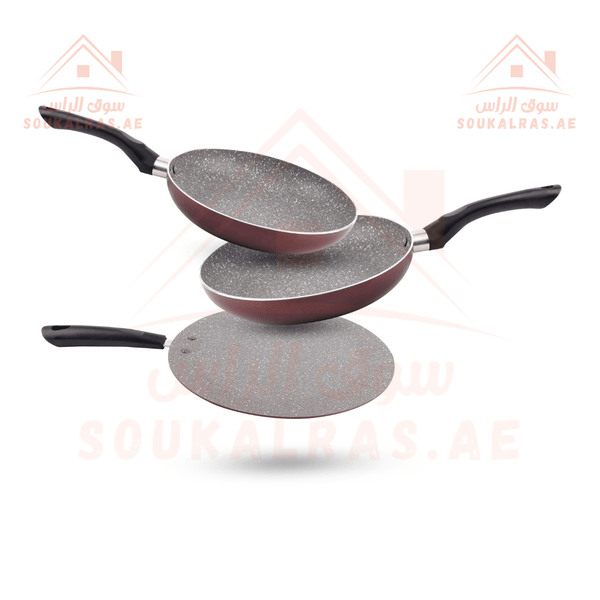 3Pcs Non - Stick Fry Pan Set - High - Grade Aluminium Cookware - Souk Al RasCookware Sets