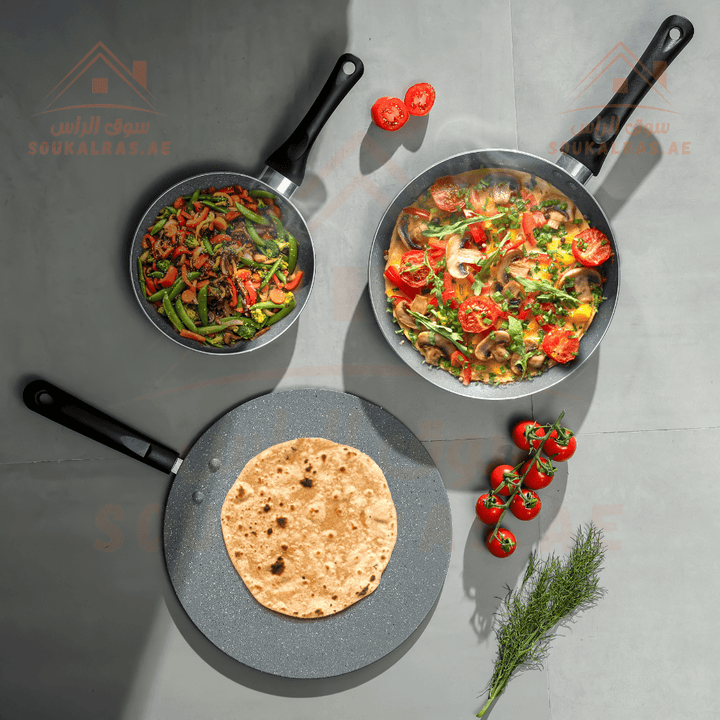 3Pcs Non - Stick Fry Pan Set - High - Grade Aluminium Cookware - Souk Al RasCookware Sets