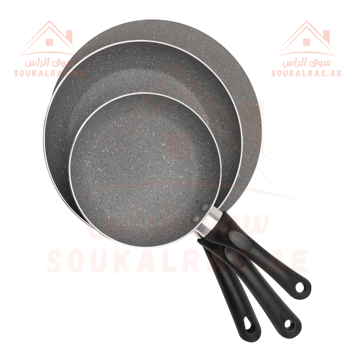 3Pcs Non - Stick Fry Pan Set - High - Grade Aluminium Cookware - Souk Al RasCookware Sets