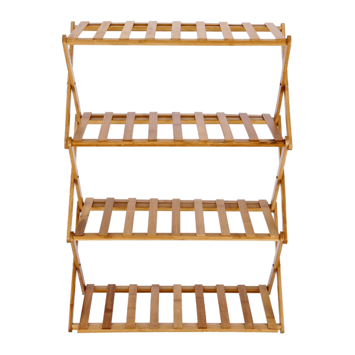 4-Layer Bamboo Shoe Rack - Collapsible Design - Free Standing Shoe Organizer 70x28x68CM